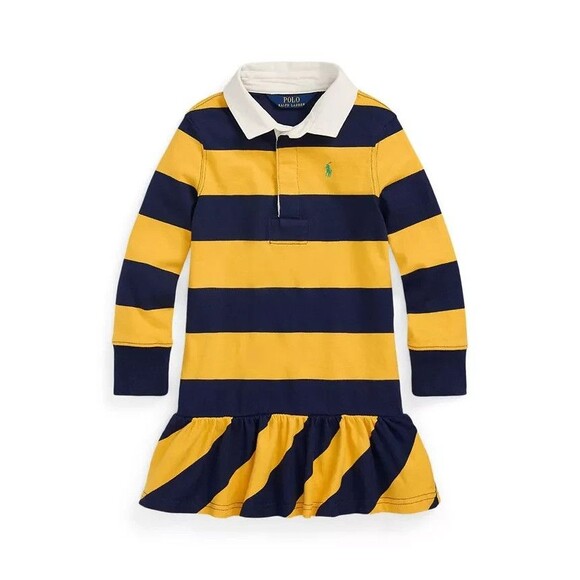 NWT Polo Ralph Lauren BIG GIRLS Dress XL 16,12-14  Rugby striped LS POLO DRESS - Picture 1 of 7